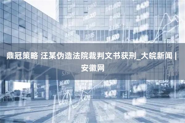 鼎冠策略 汪某伪造法院裁判文书获刑_大皖新闻 | 安徽网
