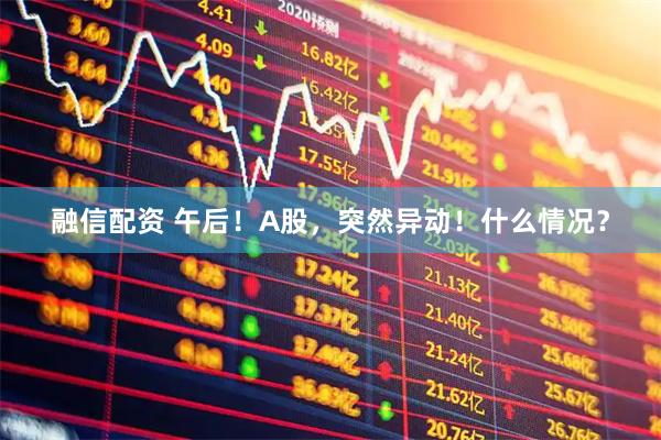 融信配资 午后！A股，突然异动！什么情况？